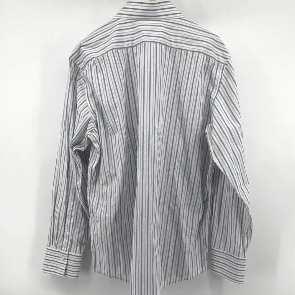 Banana Republic‎ Mens XL Blue Grey Striped Dress Shirt Long Sleeve Button Down